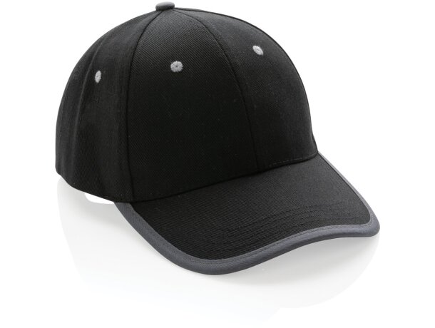 Gorras de béisbol eco-impact aware 6 paneles algodón reciclado 280gr Negro detalle 6