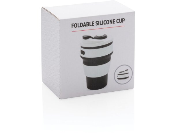 Taza barata publicitaria plegable de silicona 350ml fácil de limpiar Negro detalle 13