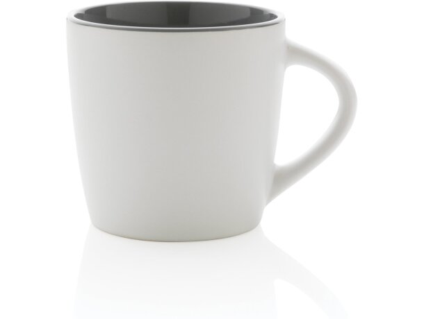 Tazas de cerámica mate con interior colorido 300ml aptas lavavajillas Blanco/gris detalle 9