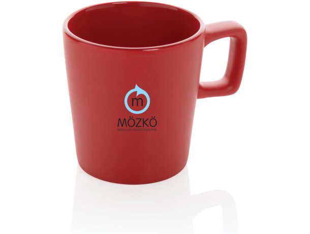 Tazas personalizadas baratas de cerámica mate 300ml aptas lavavajillas Rojo detalle 28