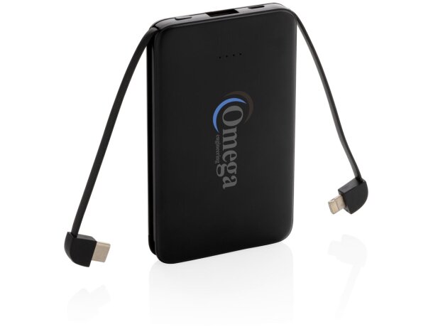 Powerbank 5.000 mAh de bolsillo con cables integrados 3 en 1 Negro detalle 6