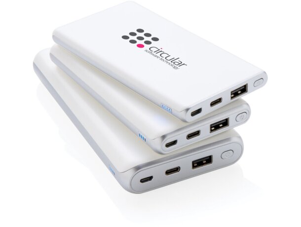 Powerbank personalizado ultra rápida 10.000 mAh con carga tipo C y USB Blanco detalle 8