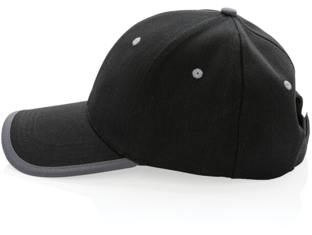 Gorras de béisbol eco-impact aware 6 paneles algodón reciclado 280gr Negro detalle 3