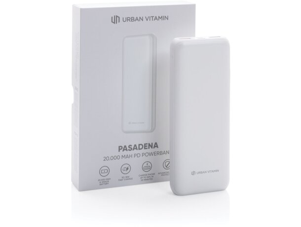 Batería externa corporativa de 20000 mah en plástico Blanco detalle 17