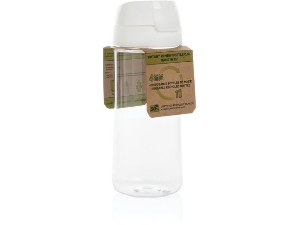 Botella Tritan™ Renew 0,5L fabricada en EU personalizada blanco/transparente