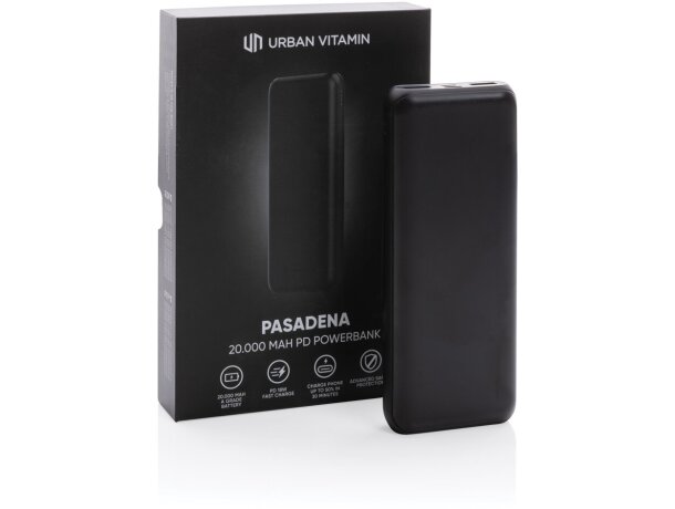 Batería externa corporativa de 20000 mah en plástico Negro detalle 6