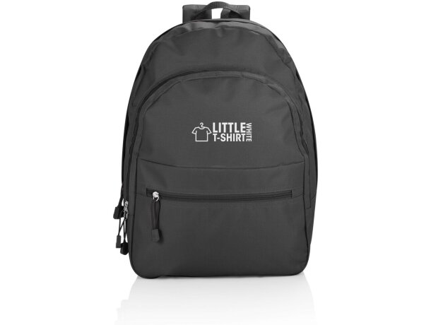 Mochila infantil personalizada Basic poliéster 600D y 3 bolsillos con cremallera Negro detalle 1