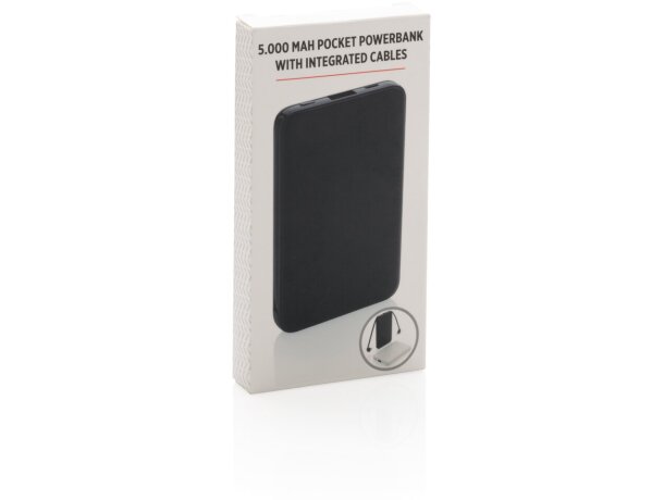 Powerbank 5.000 mAh de bolsillo con cables integrados 3 en 1 Negro detalle 11