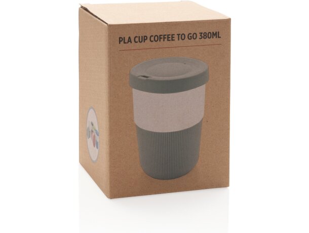 Tazas PLA café 380ml elegantes y sostenibles con agarre de silicona Gris detalle 14