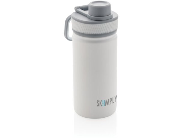 Botella de acero inoxidable al vacío con tapa deportiva 550m personalizada blanco/gris