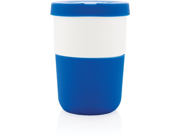 Tazas PLA café 380ml elegantes y sostenibles con agarre de silicona Azul detalle 22