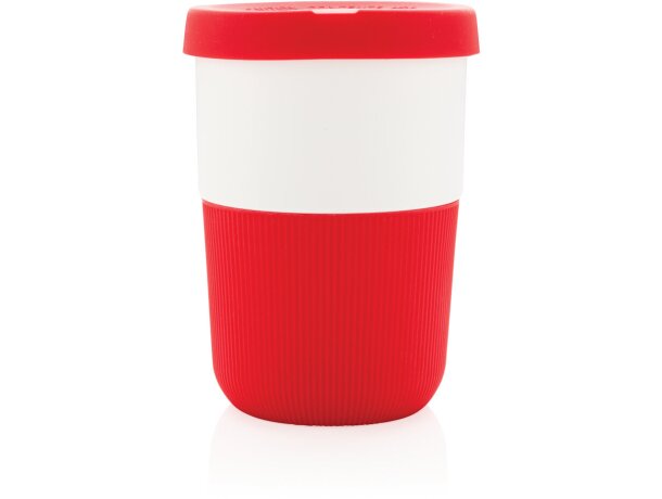 Tazas PLA café 380ml elegantes y sostenibles con agarre de silicona Rojo detalle 15