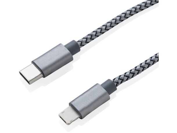 Cargador USB personalizable cable 3 en 1 tipo C 120cm durable Gris detalle 3