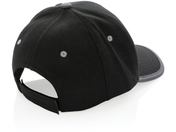 Gorras de béisbol eco-impact aware 6 paneles algodón reciclado 280gr Negro detalle 4