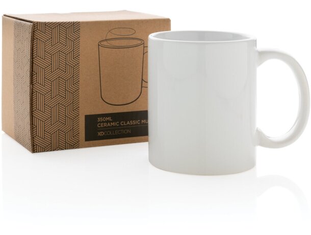 Tazas de cerámica clásica para café matutino 350ml aptas lavavajillas Blanco/blanco detalle 23