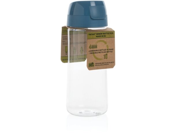 Botella Tritan™ Renew 0,5L fabricada en EU personalizada azul/transparente