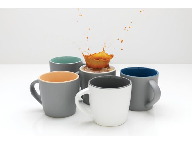 Tazas de cerámica mate con interior colorido 300ml aptas lavavajillas Marron/gris detalle 38