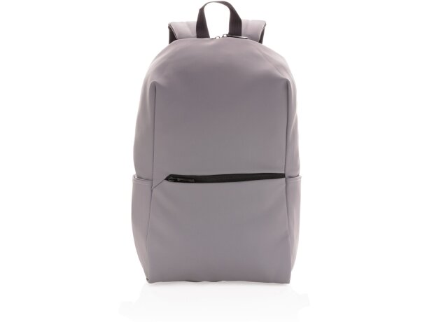 Mochilas para portátil publicitarias minimalistas de PU con compartimento 15.6 Gris detalle 10