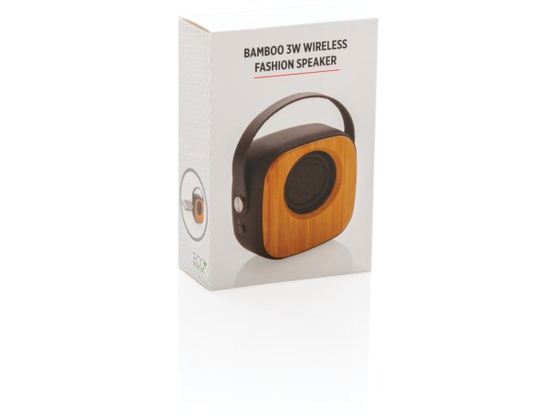 Altavoces de bambú natural 3W con batería de 500 mAh y 4 horas de uso Negro detalle 8