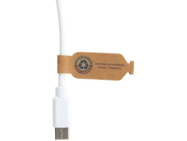 Cargador USB publicitario multicable reciclado 120 cm Blanco detalle 4