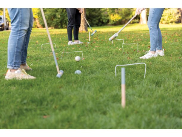 Juego de croquet impreso para 4 jugadores de madera Marron detalle 3