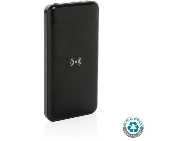 Powerbank inalámbrico 8.000 mAh de plástico reciclado certificado RCS Negro detalle 12