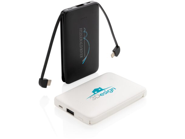 Powerbank 5.000 mAh de bolsillo con cables integrados 3 en 1 Blanco detalle 18