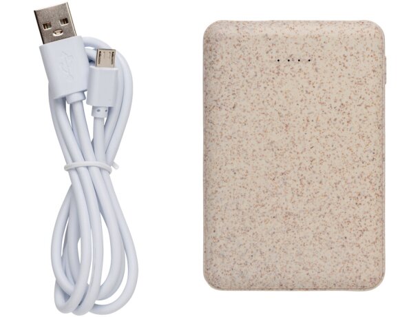 Powerbank ultracompacto 5000 mAh fibra de trigo y ABS con doble USB Marron detalle 3