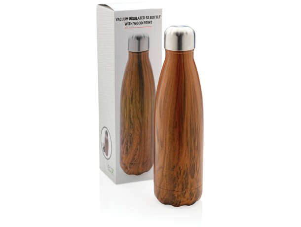 Botellas térmicas de acero inoxidable con estampado de madera 500ml Marron detalle 15