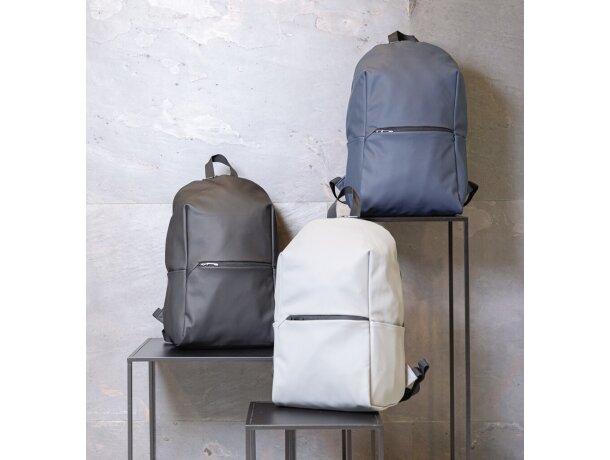 Mochilas para portátil publicitarias minimalistas de PU con compartimento 15.6 Gris detalle 19