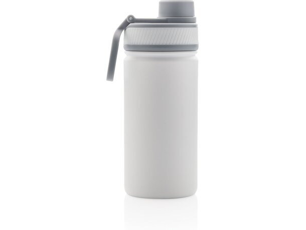 Botella de acero inoxidable al vacío con tapa deportiva 550m personalizada blanco/gris