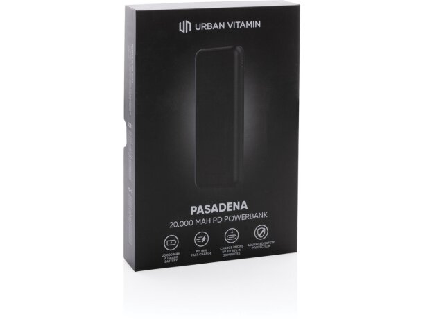 Batería externa corporativa de 20000 mah en plástico Negro detalle 7