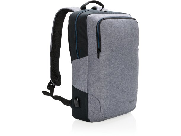 Mochila para portátil publicitaria con succión manos libres y puerto USB Gris/negro detalle 12