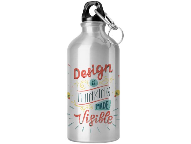 Botella de aluminio 500 ml brillante con mosquetón personalizada grabado