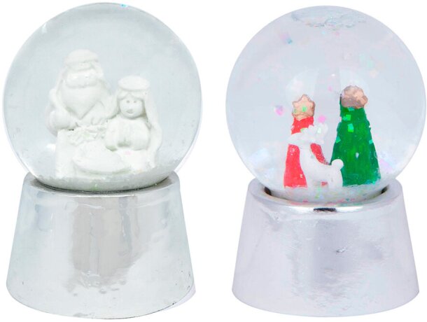 Bola de nieve con soporte poliresina de figuras navideñas detalle 5