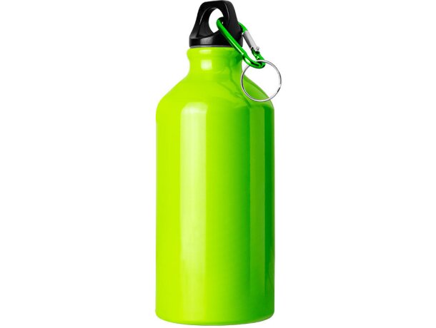 Botella de aluminio 500 ml brillante con mosquetón personalizada con logo