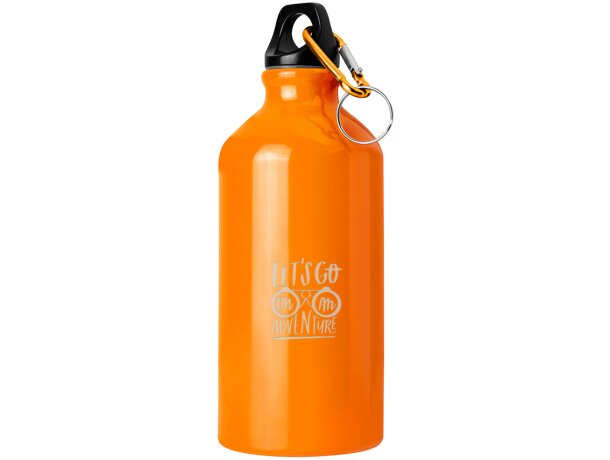 Botella de aluminio 500 ml brillante con mosquetón personalizada grabada