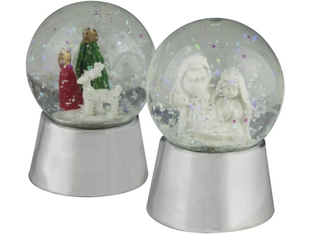 Bola de nieve con soporte poliresina de figuras navideñas detalle 2