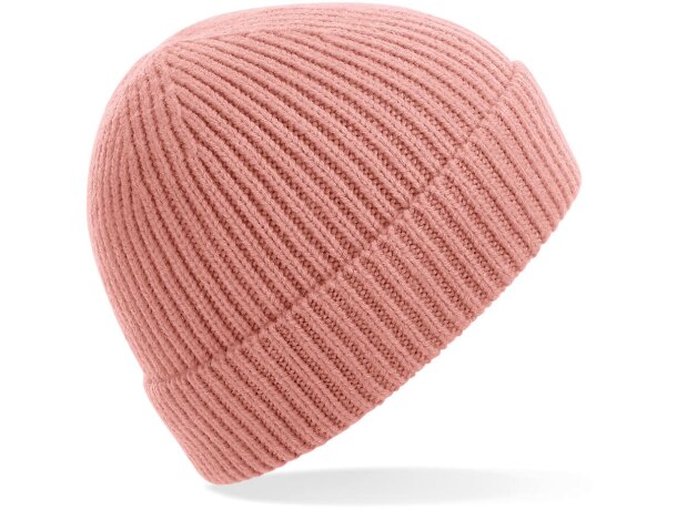 Gorros de lana personalizados canalé 97% poliacrílico etiqueta extraíble Rosa rubor detalle 3