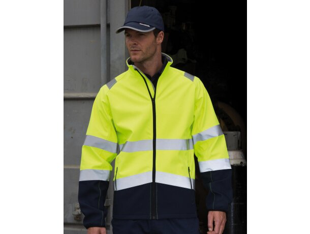 Chaquetas alta visibilidad ligeras y cálidas poliéster 280 g/m2 Amarillo fluorescente/negro detalle 3