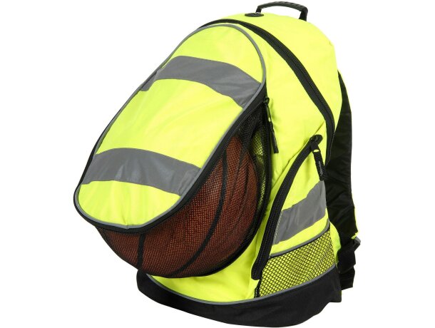 Mochila infantil con logo de nylon alta visibilidad cómoda y ligera personalizada amarillo de alta visibilidad/negro