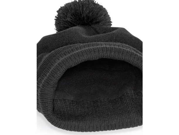 Gorros de lana Snowstar térmicos con forro micropolar y pompón Carbon detalle 2