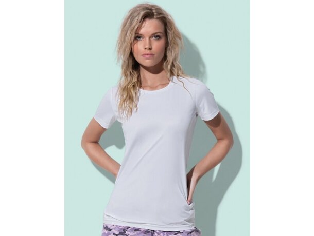 Camisetas deportivas mujer con logo stedman activa y elegante bordado personalizada blanco