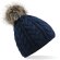 Fur Pom Pom Cable Beanie personalizado azul marino