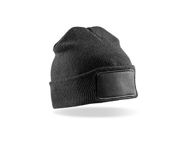 Gorros de lana gruesos con parche frontal de sarga algodón 340 g/m² Gris detalle 2