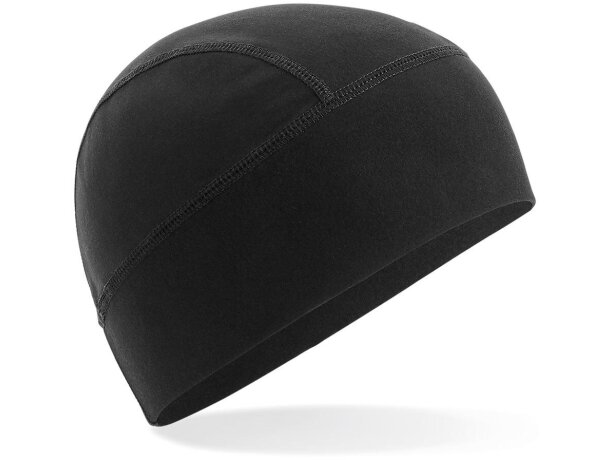 Gorro de lana promocional con logotipo tejido softshell transpirable Negro detalle 2