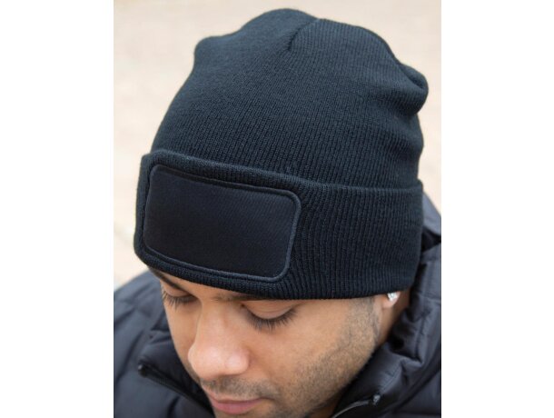 Gorro de lana publicitario grueso 340 g/m² 100% polacrílico tacto suave Negro detalle 1