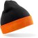 Gorro de lana con logo negro reciclado 340 g/m² doble grosor tacto suave Negro/naranja