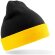 Gorro de lana con logo negro reciclado 340 g/m² doble grosor tacto suave Negro/mustard