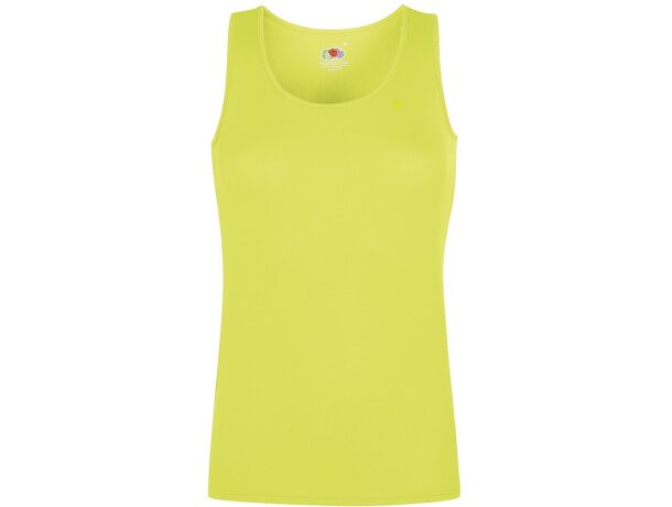 Camisetas deportivas de mujer baratas sin mangas grabada amarillo